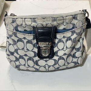 Coach Blue and White Patterned Wristlet